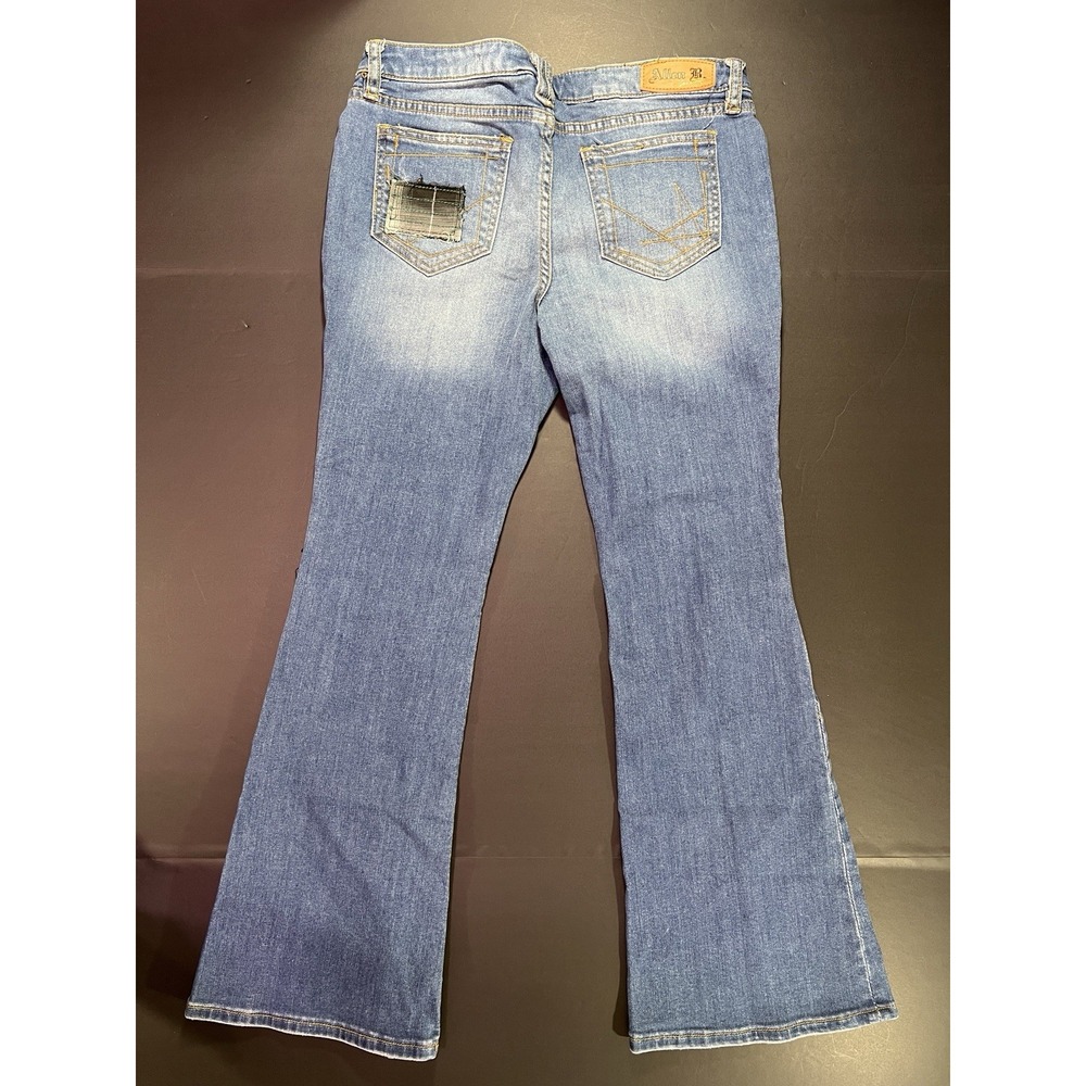Vintage Allen B Allen Schwartz Jeans Womens 10 Below Waist Curvy Bootcut Patches - Picture 9 of 9